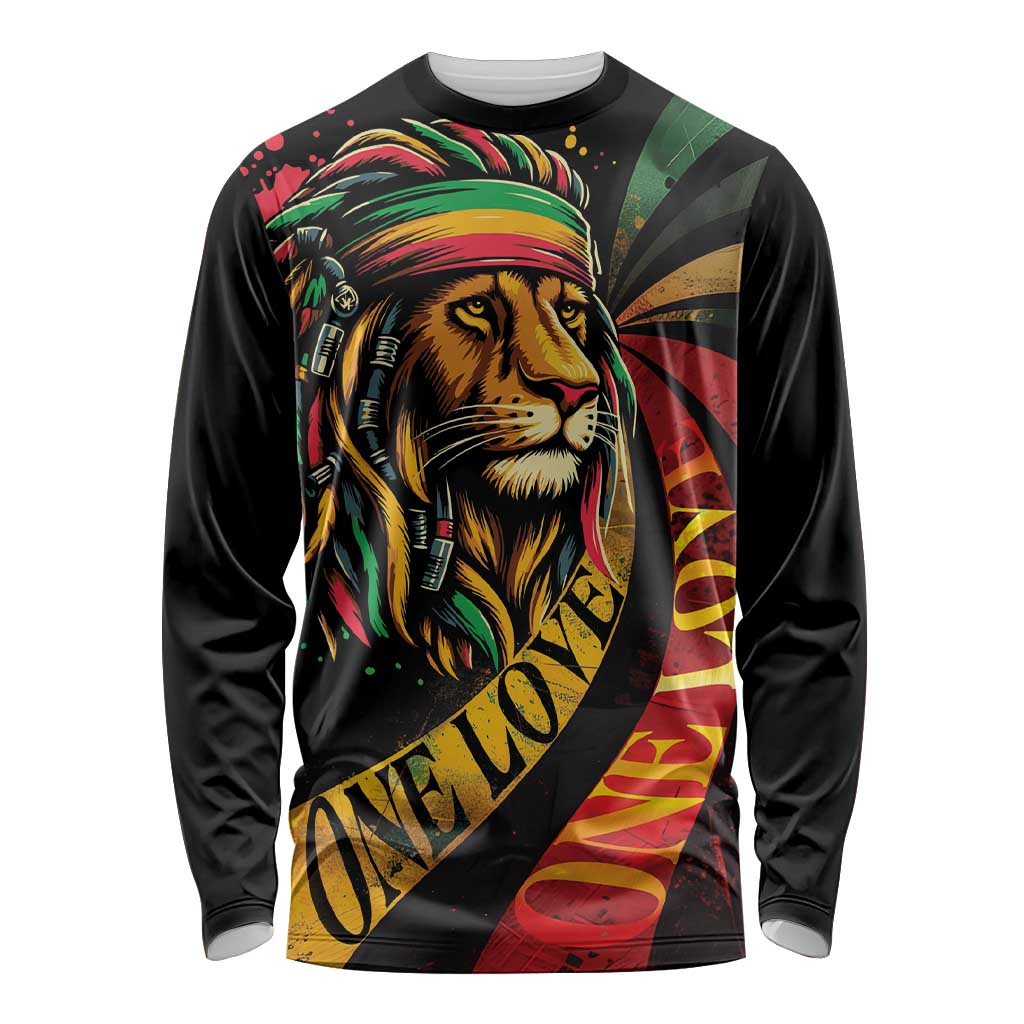 Jamaica Rastafarian Lion One Love Long Sleeve Shirt - Wonder Print Shop