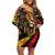 Jamaica Rastafarian Lion One Love Off Shoulder Short Dress - Wonder Print Shop