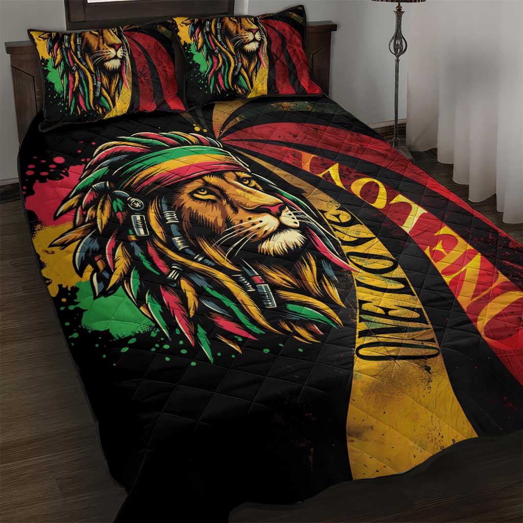 Jamaica Rastafarian Lion One Love Quilt Bed Set - Wonder Print Shop