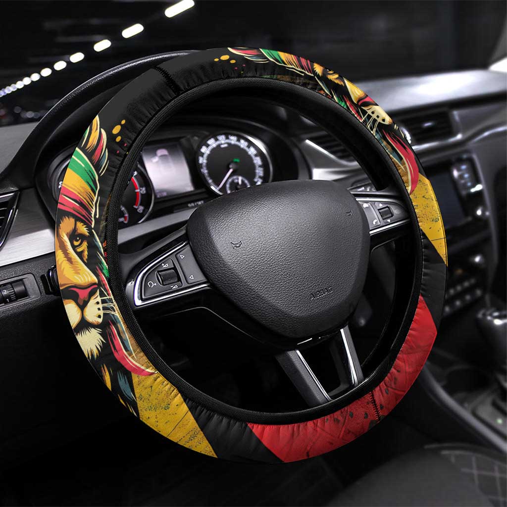 Jamaica Rastafarian Lion One Love Steering Wheel Cover