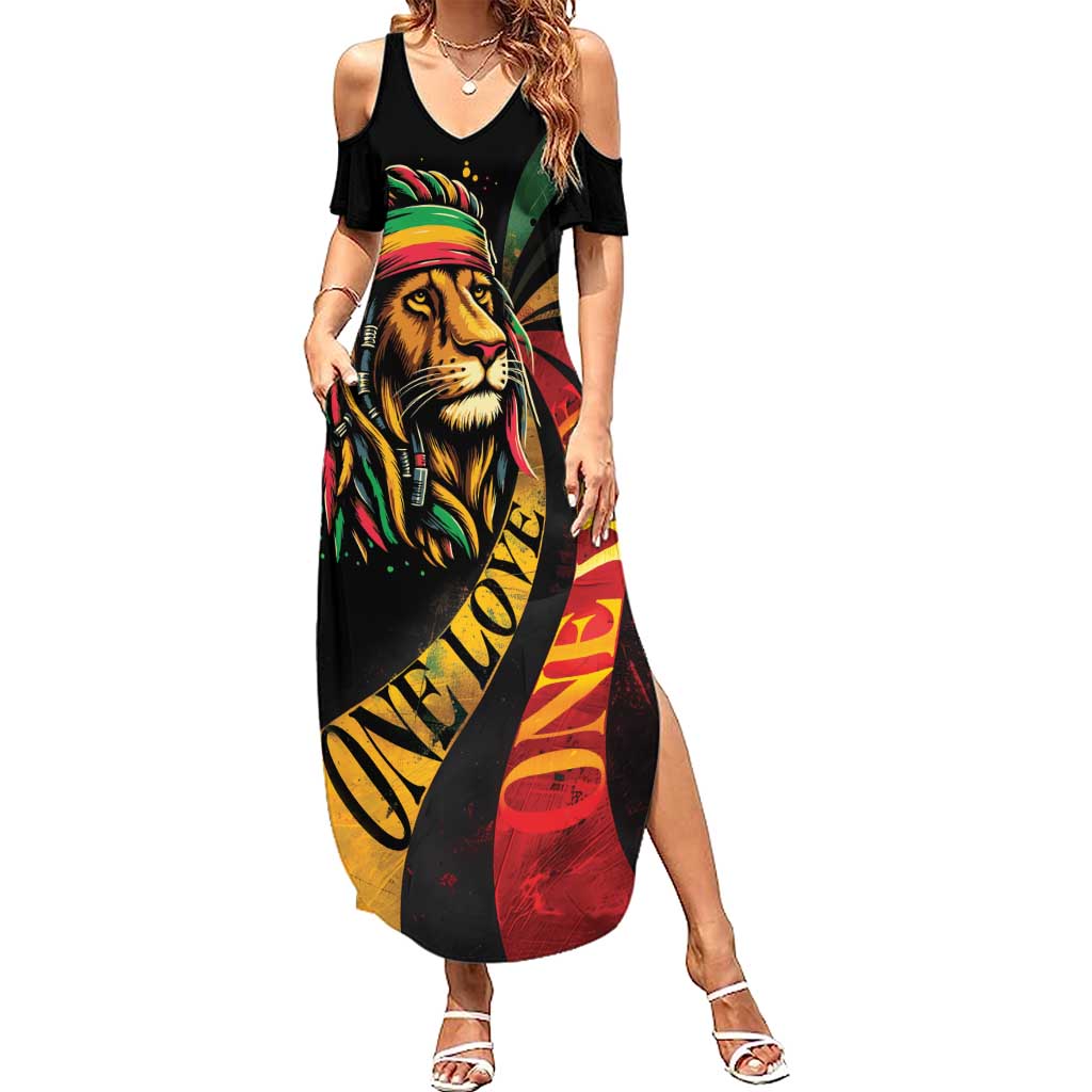 Jamaica Rastafarian Lion One Love Summer Maxi Dress LT9