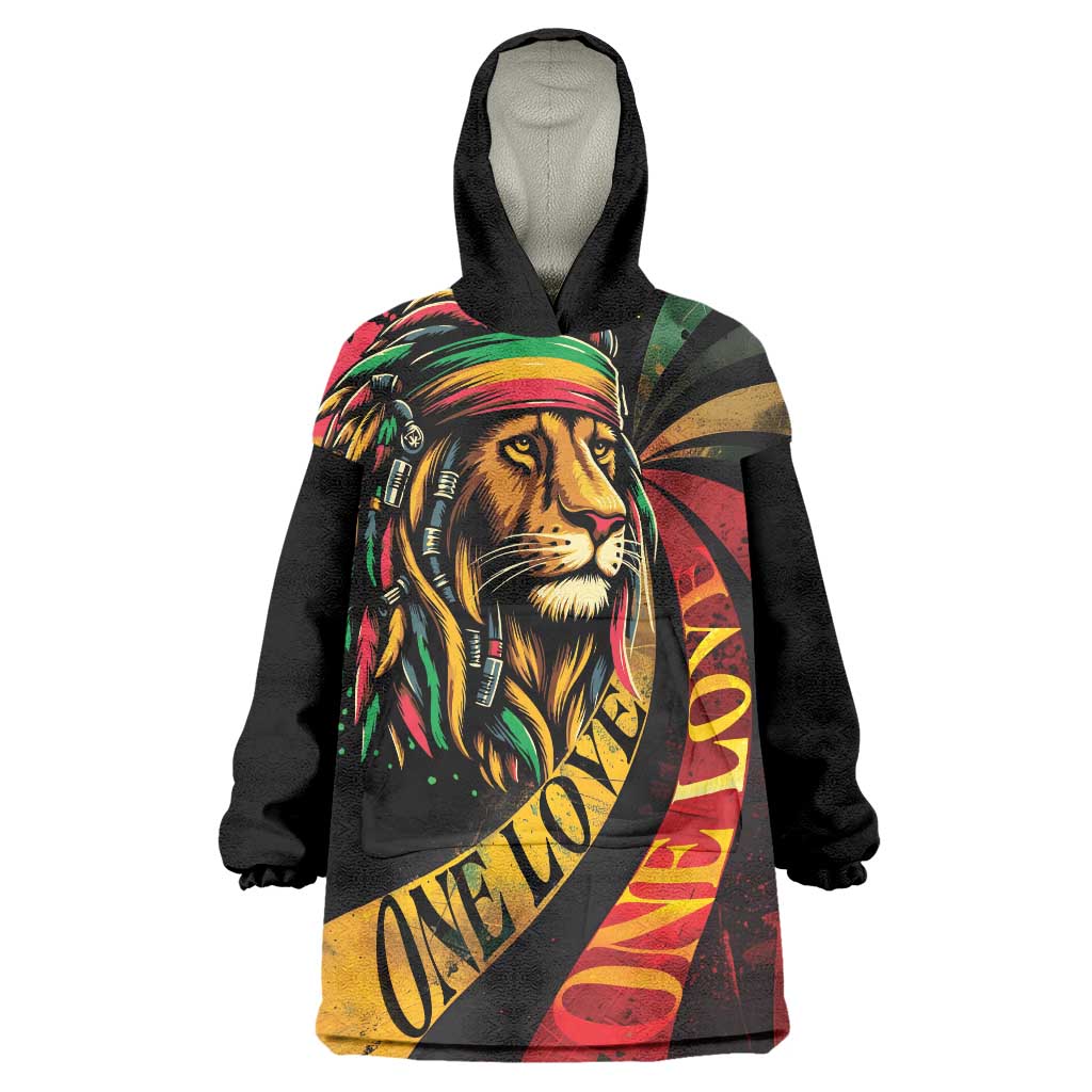 Jamaica Rastafarian Lion One Love Wearable Blanket Hoodie