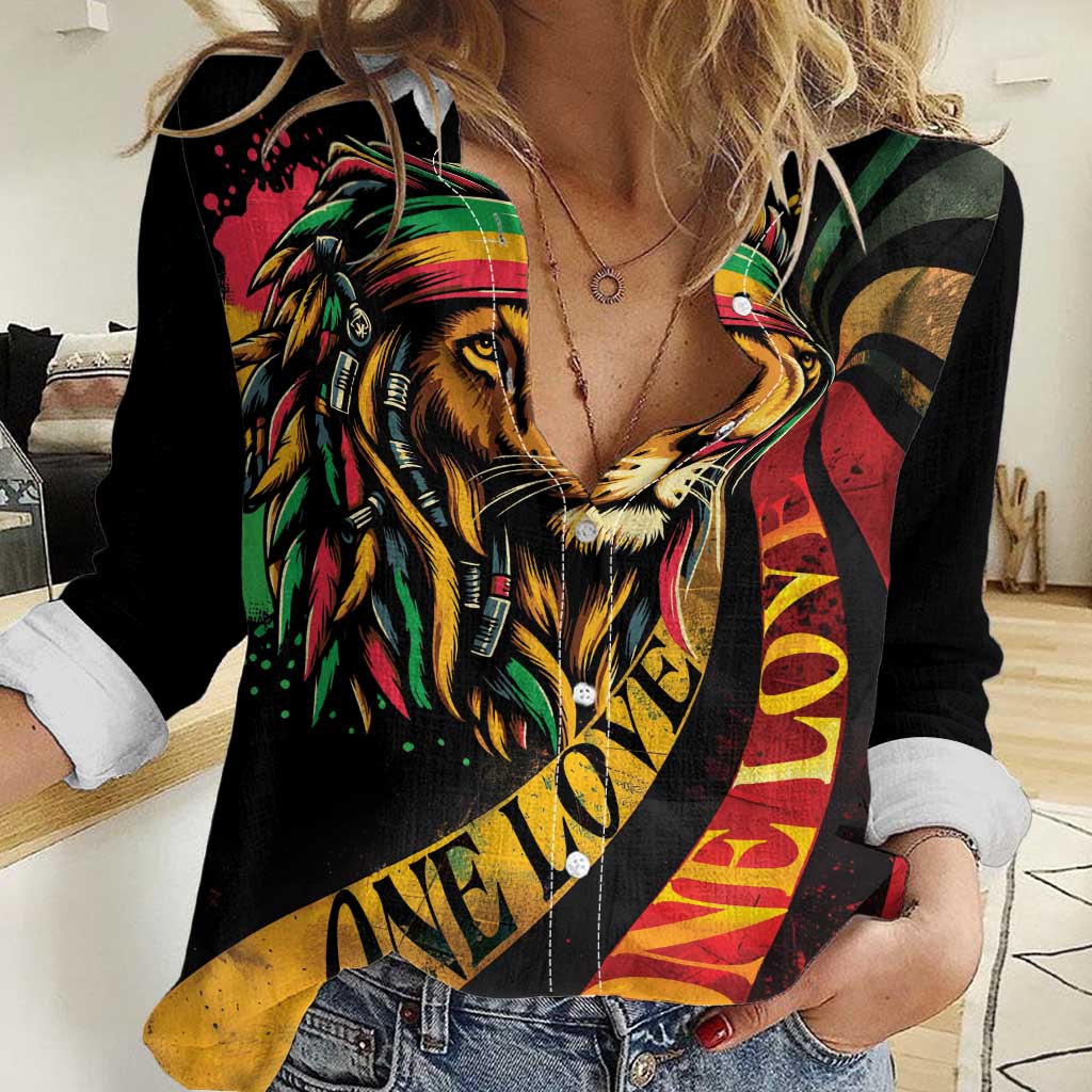 Jamaica Rastafarian Lion One Love Women Casual Shirt LT9