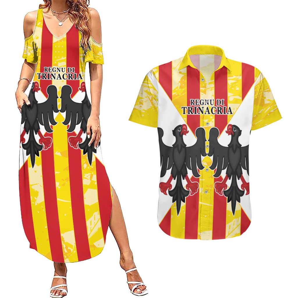 Kingdom of Trinacria Couples Matching Summer Maxi Dress and Hawaiian Shirt Est 1282 Animus Tuus Dominus LT9 - Wonder Print Shop