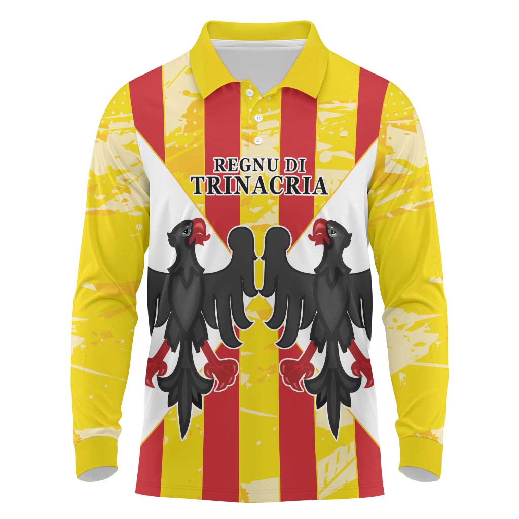 Kingdom of Trinacria Long Sleeve Polo Shirt Est 1282 Animus Tuus Dominus - Wonder Print Shop