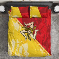 La Bandiera Sicilia bedding set in yellow and red with printed emblem and pillowcases