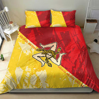 La Bandiera Sicilia duvet bedding set in yellow and red with emblem graphic and two pillows