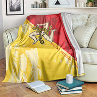 Sicilian flag style throw blanket in red and yellow with central emblem