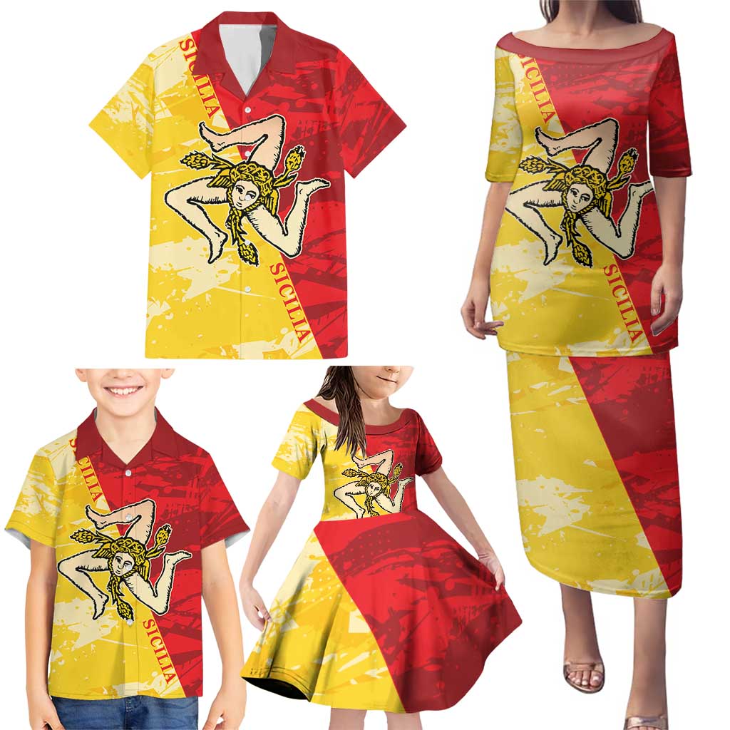 La Bandiera Regione Siciliana Family Matching Puletasi and Hawaiian Shirt - Wonder Print Shop