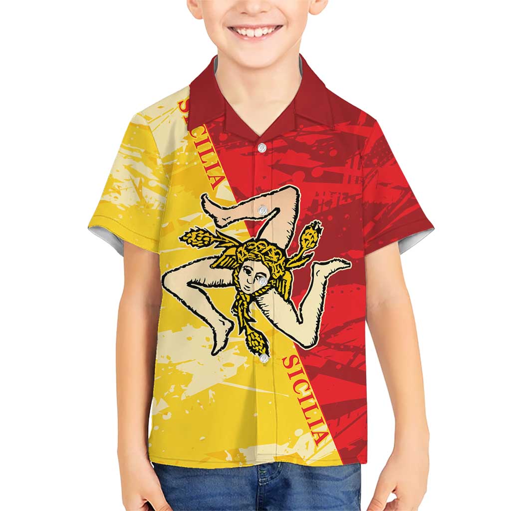 La Bandiera Regione Siciliana Kid Hawaiian Shirt - Wonder Print Shop