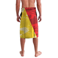 Yellow and red printed lavalava sarong with draped front
