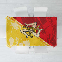 Sicily region tablecloth with gold and red patterned graphic
