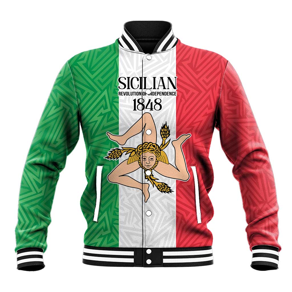 Sicilian Revolution of 1848 Baseball Jacket Bandiera del Regno di Sicilia 1848-1849 LT9 - Wonder Print Shop