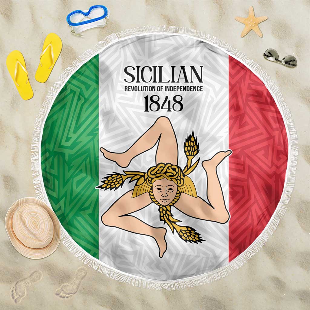 Sicilian Revolution of 1848 Beach Blanket Bandiera del Regno di Sicilia 1848-1849 LT9 - Wonder Print Shop