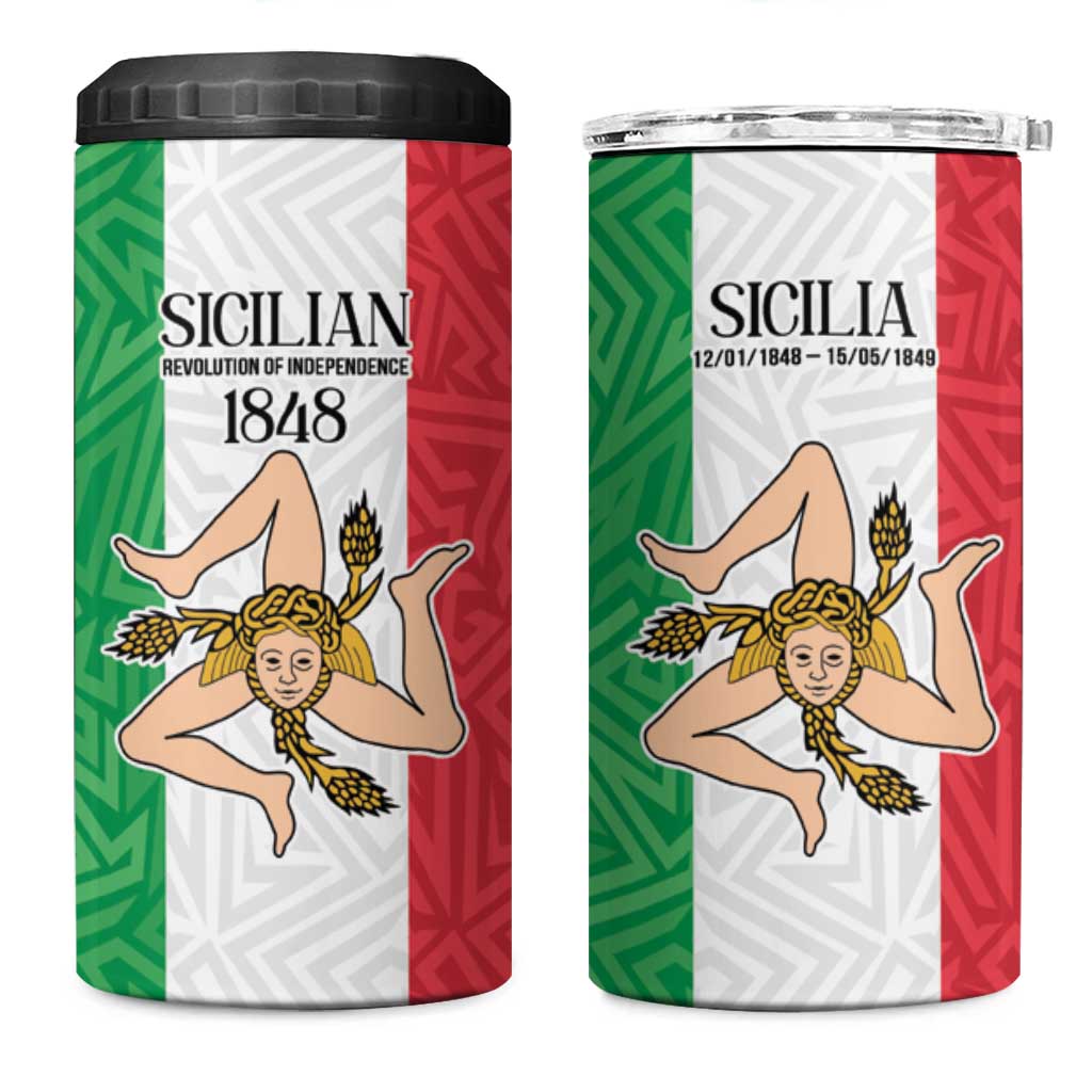 Sicilian Revolution of 1848 4 in 1 Can Cooler Tumbler Bandiera del Regno di Sicilia 1848-1849 LT9 - Wonder Print Shop