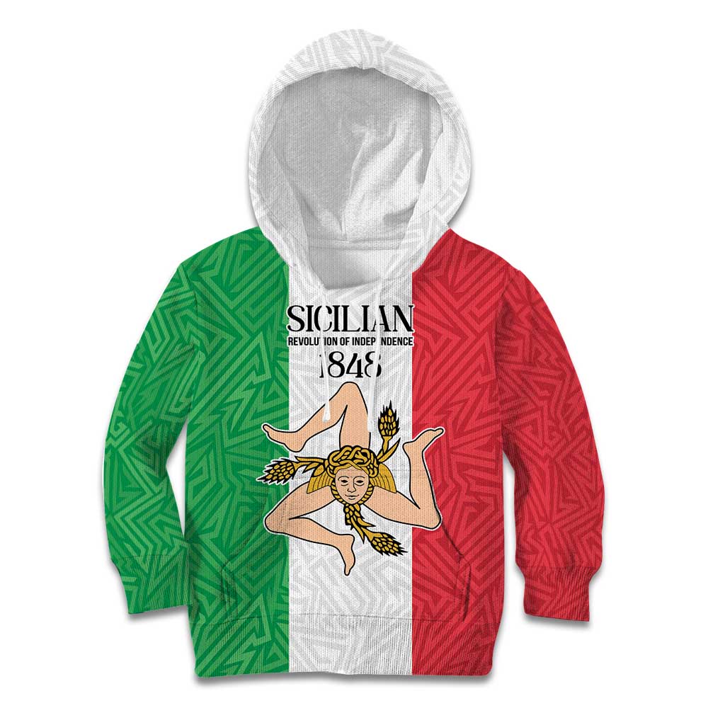 Sicilian Revolution of 1848 Kid Hoodie Bandiera del Regno di Sicilia 1848-1849 - Wonder Print Shop