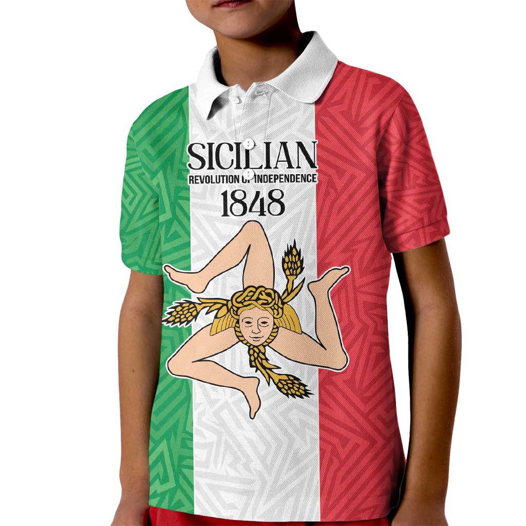 Sicilian Revolution of 1848 Kid Polo Shirt Bandiera del Regno di Sicilia 1848-1849 - Wonder Print Shop