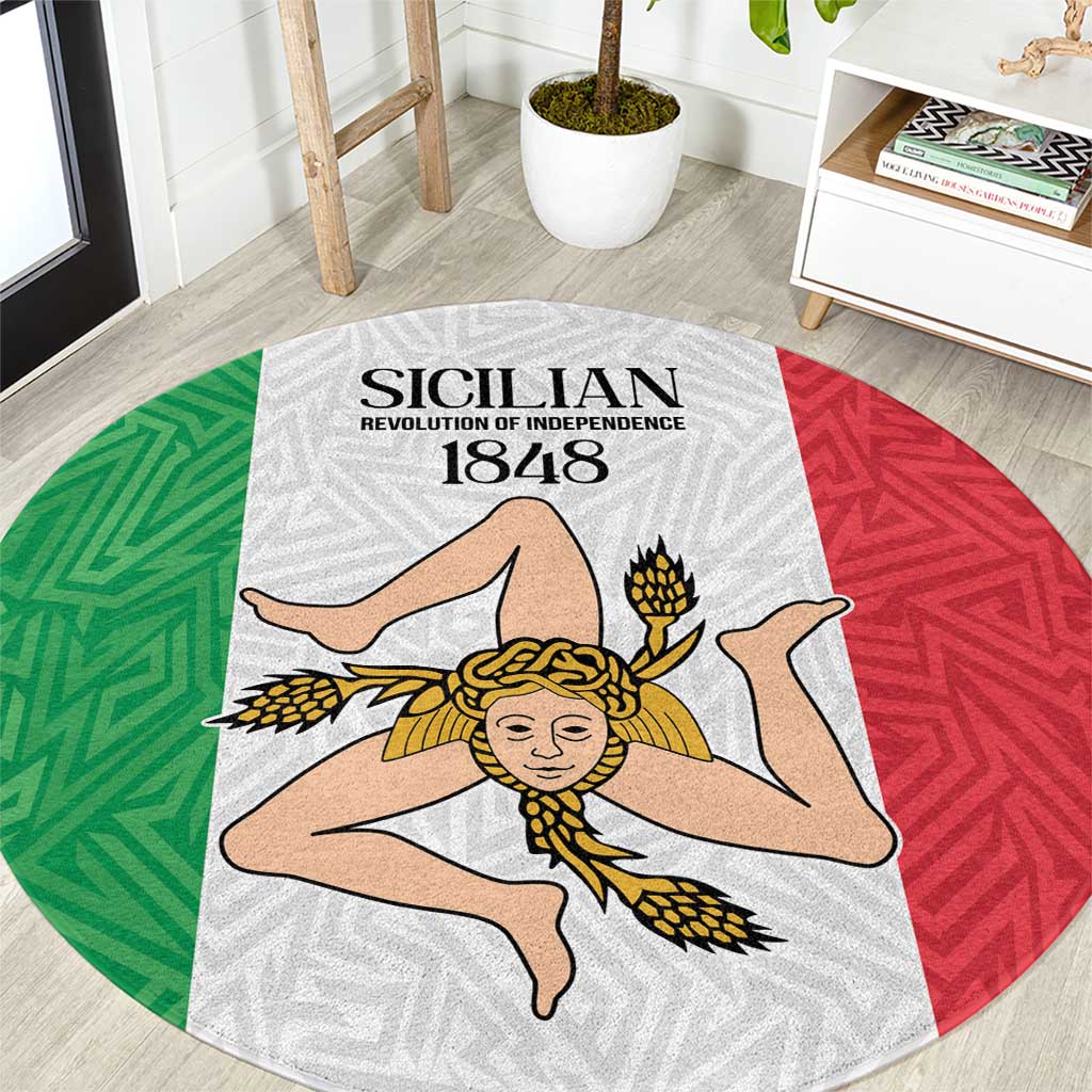 Sicilian Revolution of 1848 Round Carpet Bandiera del Regno di Sicilia 1848-1849