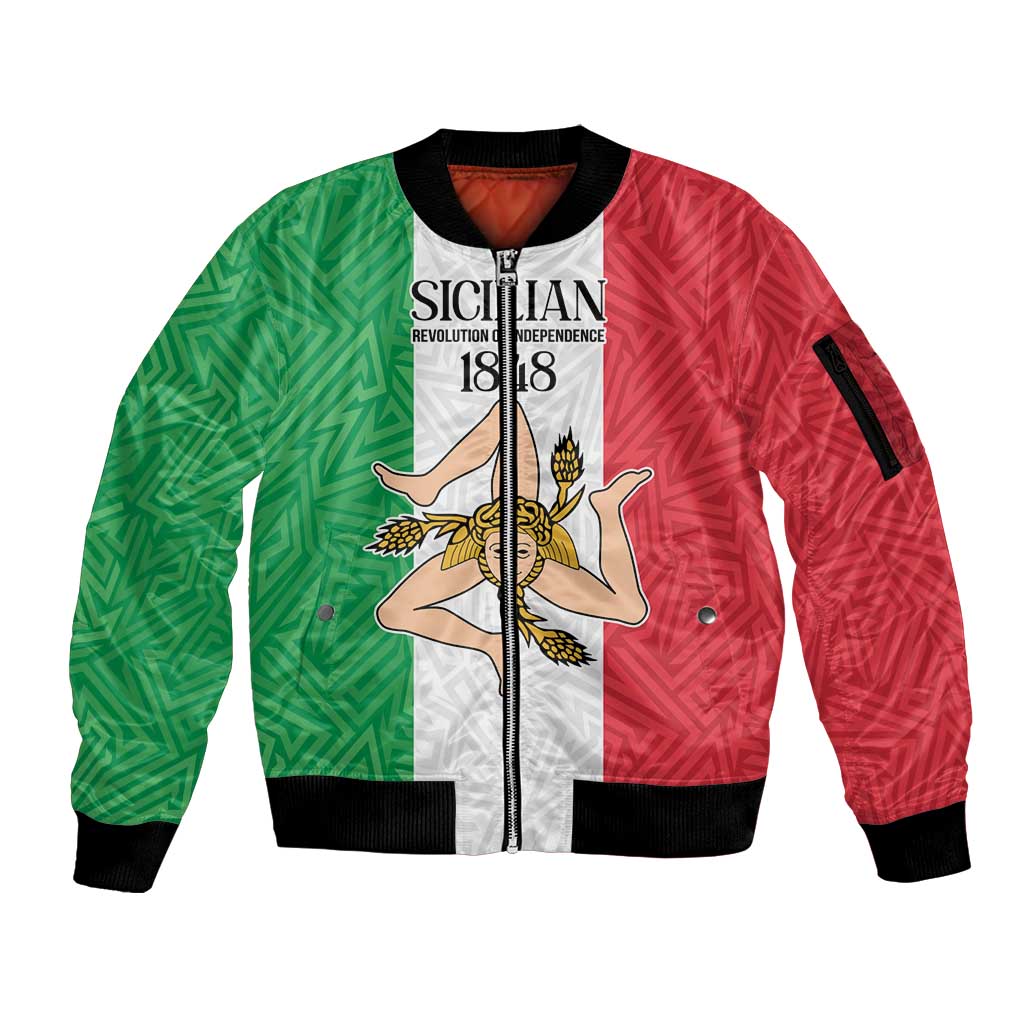 Sicilian Revolution of 1848 Sleeve Zip Bomber Jacket Bandiera del Regno di Sicilia 1848-1849