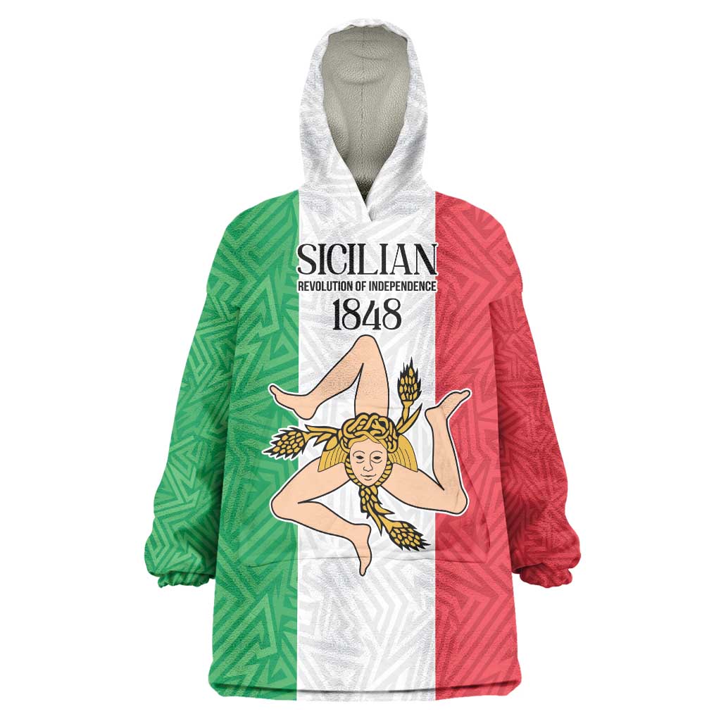 Sicilian Revolution of 1848 Wearable Blanket Hoodie Bandiera del Regno di Sicilia 1848-1849