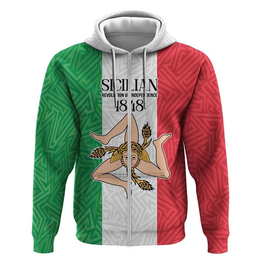 Sicilian Revolution of 1848 Zip Hoodie Bandiera del Regno di Sicilia 1848-1849