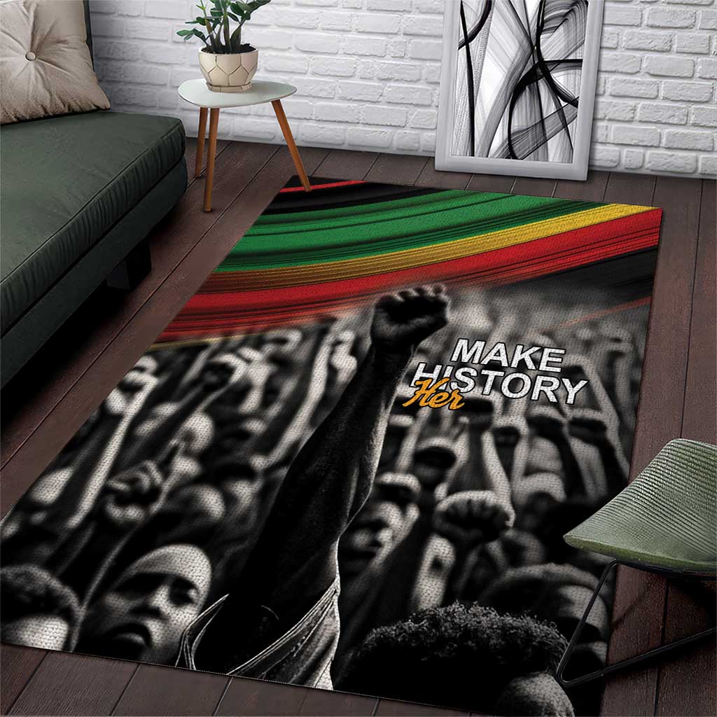 Make His-Herstories Area Rug Black Power Hand and Pan-African Flag