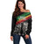 Make His-Herstories Off Shoulder Sweater Black Power Hand and Pan-African Flag