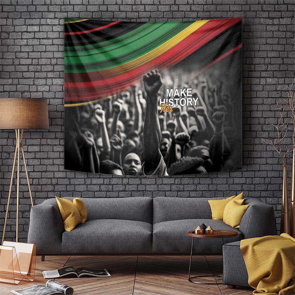 Make His-Herstories Tapestry Black Power Hand and Pan-African Flag