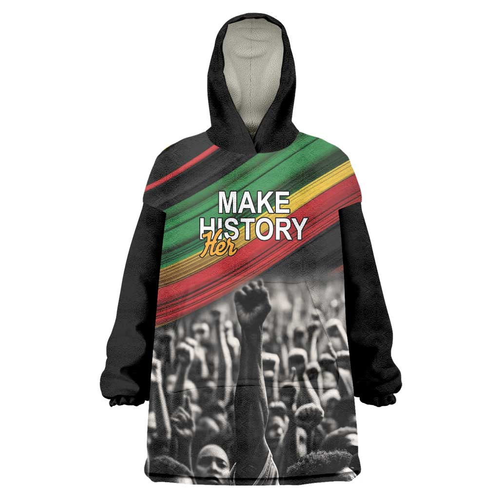 Make His-Herstories Wearable Blanket Hoodie Black Power Hand and Pan-African Flag