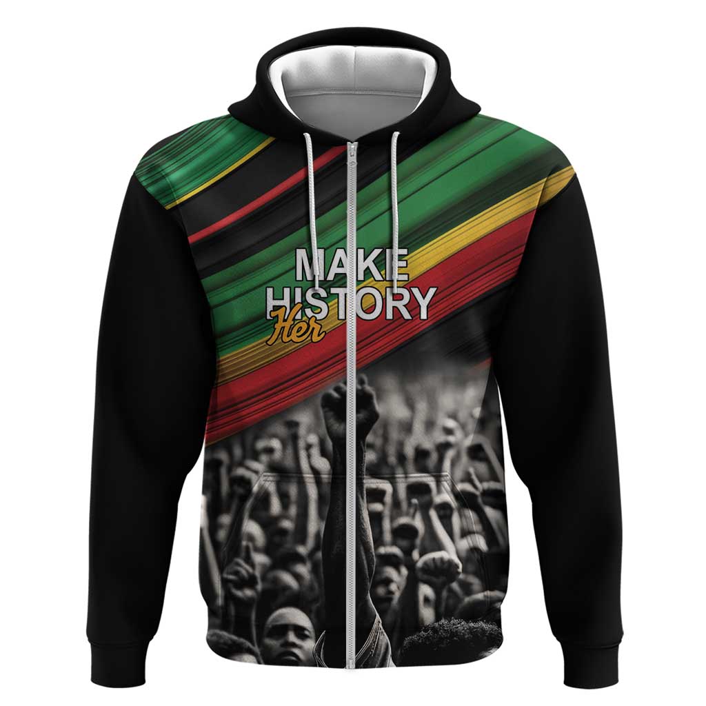 Make His-Herstories Zip Hoodie Black Power Hand and Pan-African Flag - Wonder Print Shop