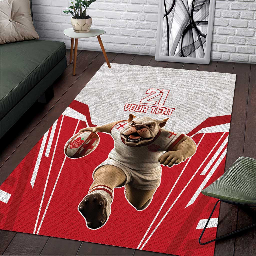 England Rugby Custom Area Rug English Bull Dog Mascot Sporty