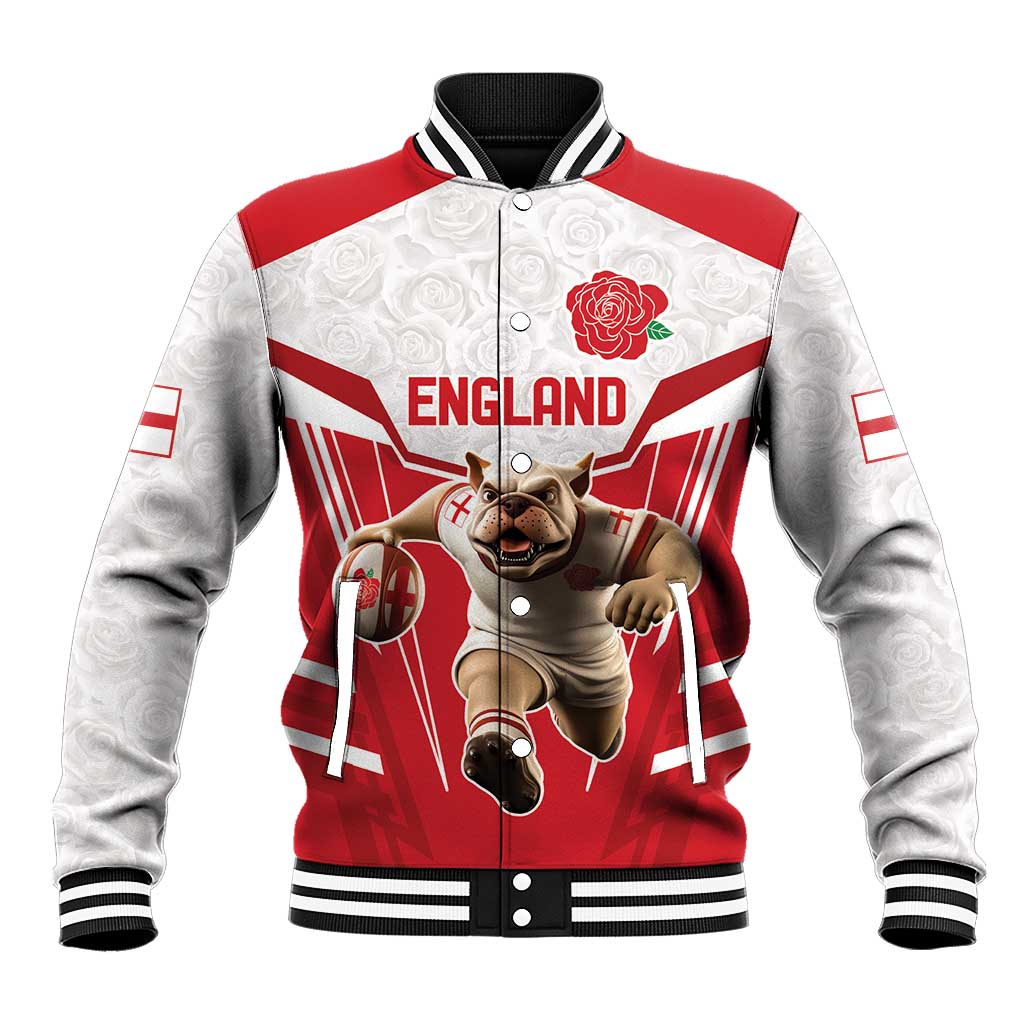 England Rugby Custom Baseball Jacket English Bull Dog Mascot Sporty