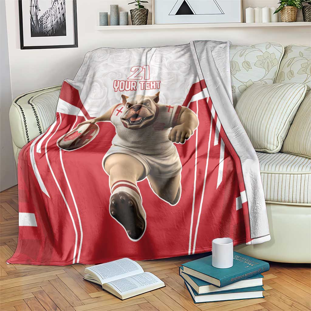 England Rugby Custom Blanket English Bull Dog Mascot Sporty