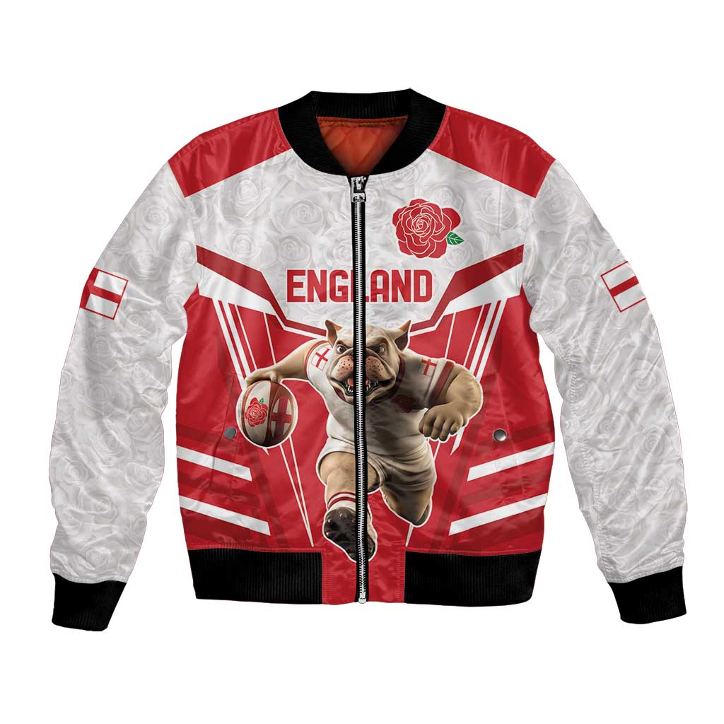 England Rugby Custom Bomber Jacket English Bull Dog Mascot Sporty