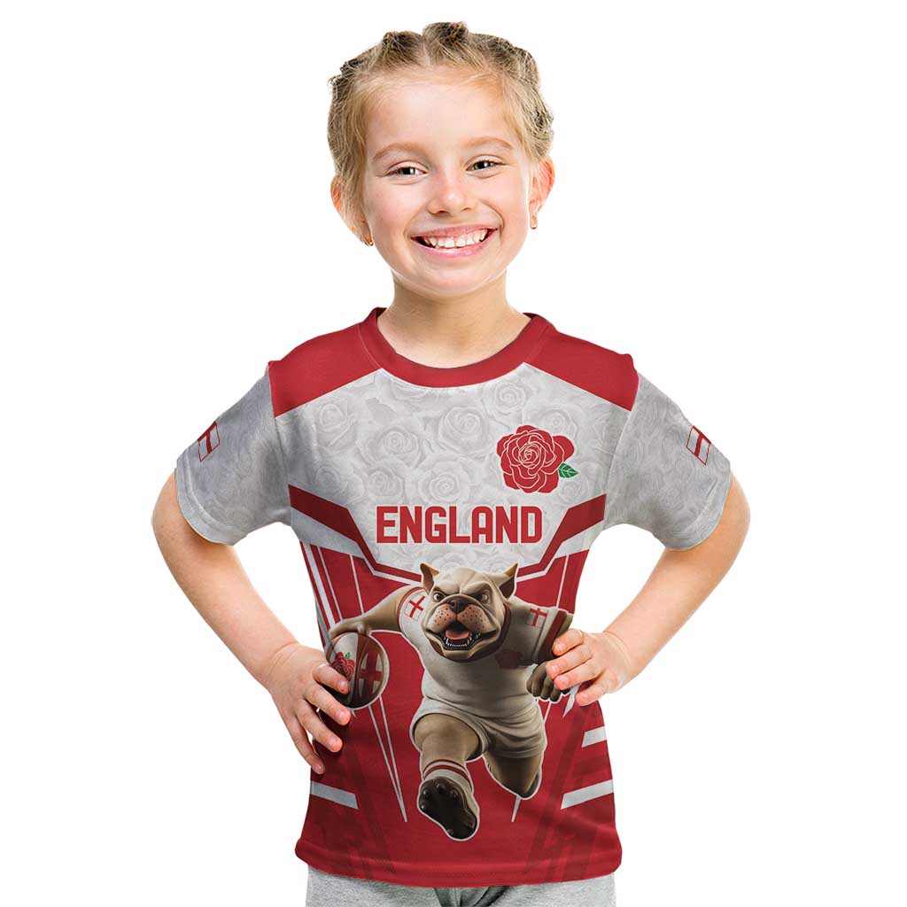 England Rugby Custom Kid T Shirt English Bull Dog Mascot Sporty