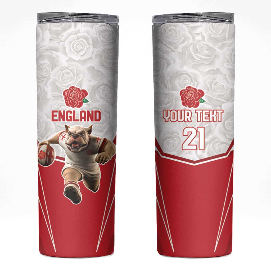 England Rugby Custom Skinny Tumbler English Bull Dog Mascot Sporty