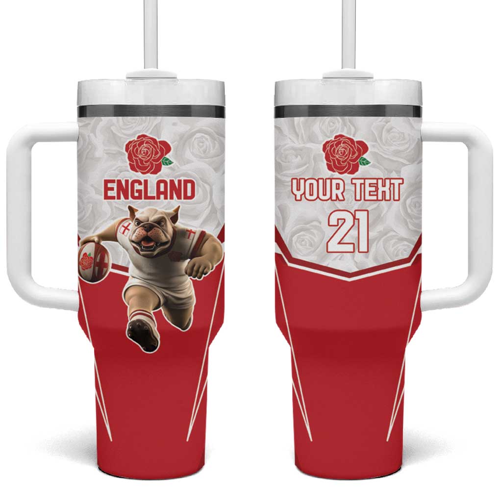 England Rugby Custom Tumbler With Handle English Bull Dog Mascot Sporty