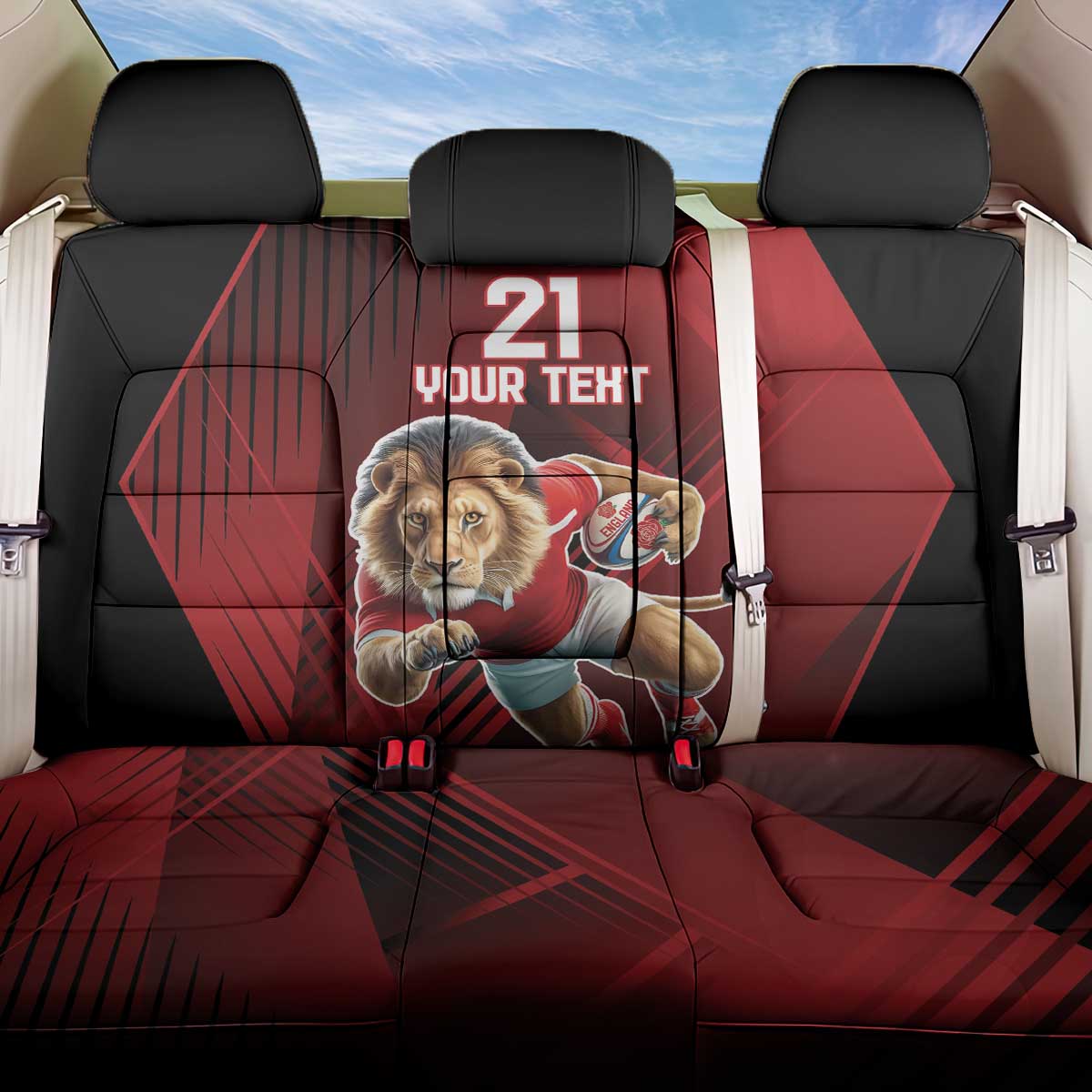 England Rugby Custom Back Car Seat Cover Lion Mascot Sporty