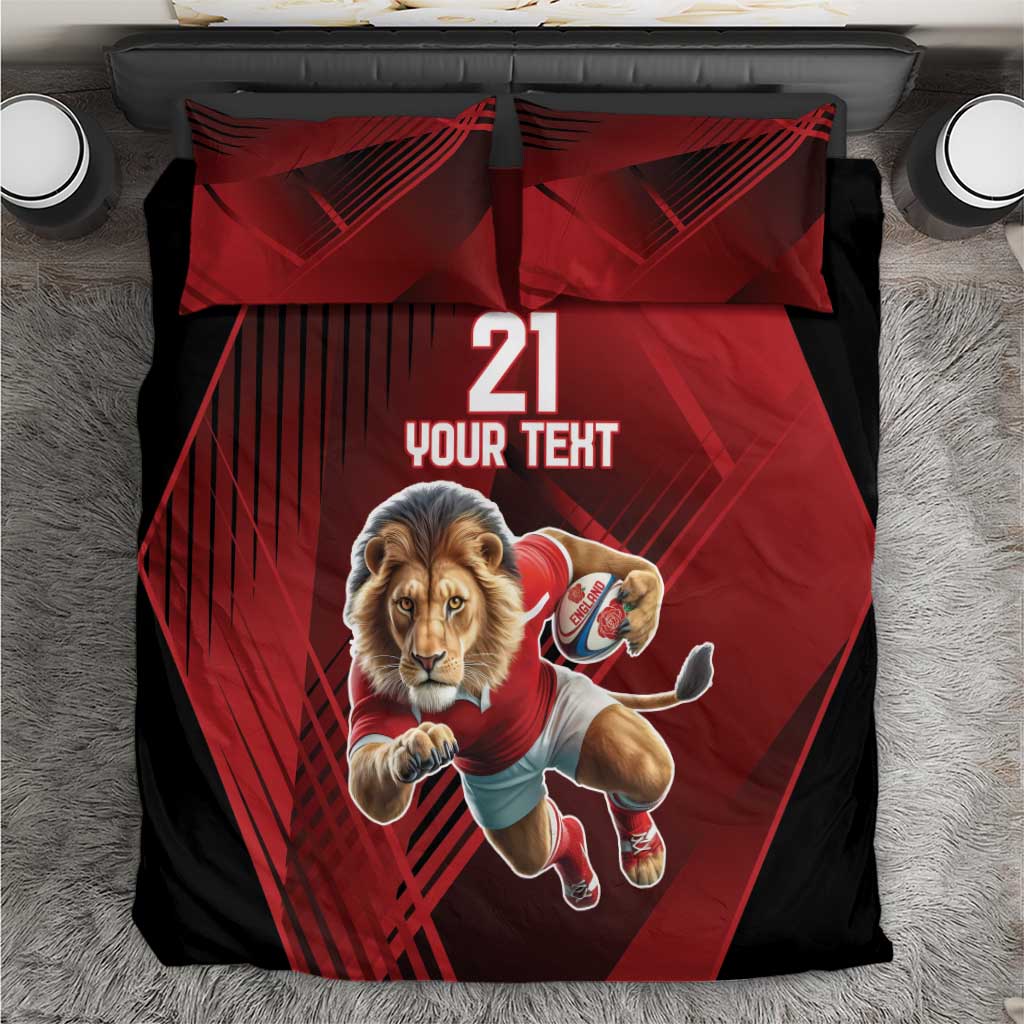 England Rugby Custom Bedding Set Lion Mascot Sporty