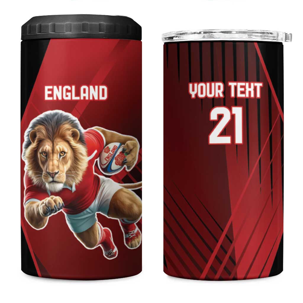 England Rugby Custom 4 in 1 Can Cooler Tumbler Lion Mascot Sporty