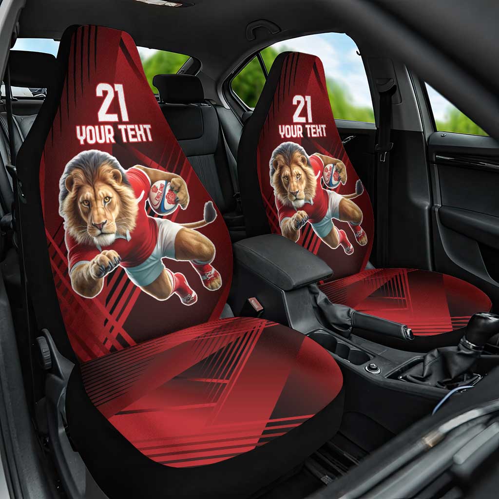 England Rugby Custom Car Seat Cover Lion Mascot Sporty