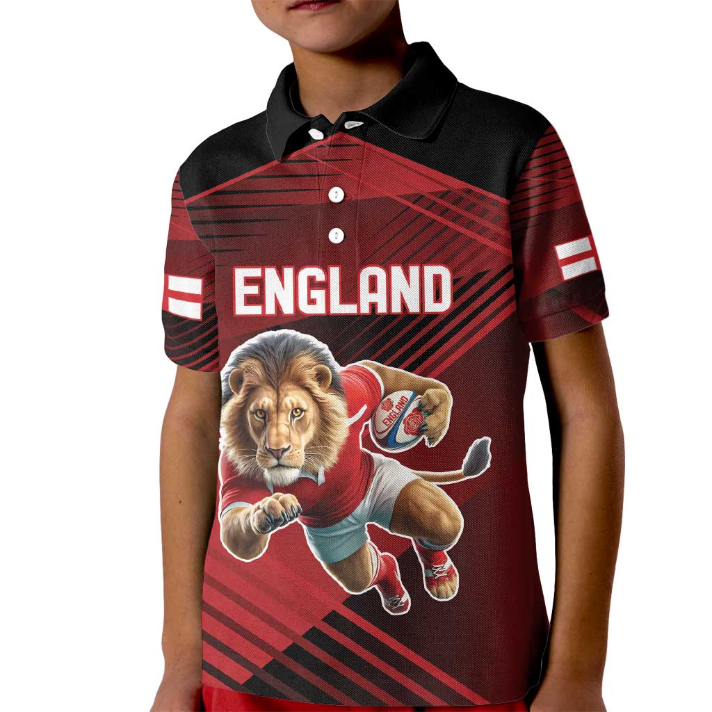 England Rugby Custom Kid Polo Shirt Lion Mascot Sporty