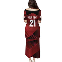 Red and black long dress with back print 'YOUR TEHT' and number 21