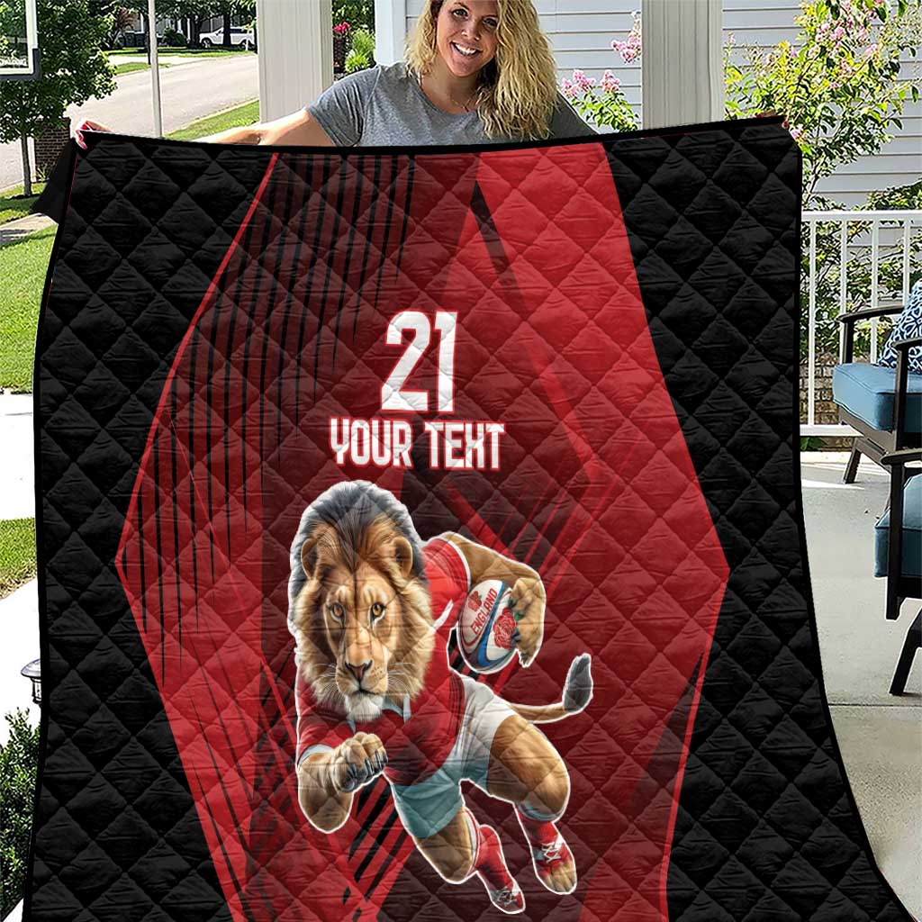 England Rugby Custom Quilt Lion Mascot Sporty