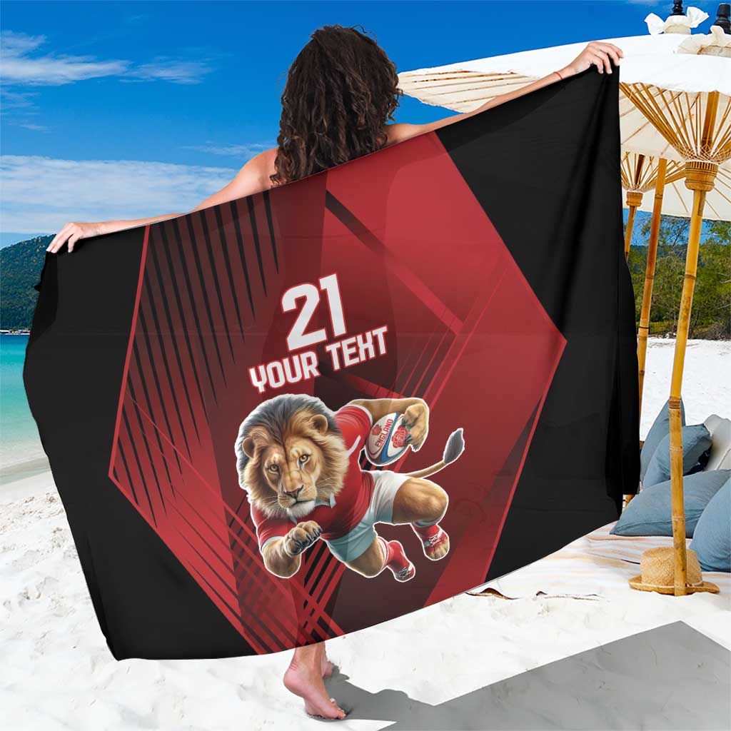 Black and red lion rugby sarong towel with '21 YOUR TEHT' print
