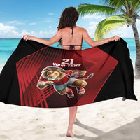 Black and red lion mascot sarong towel with '21 YOUR TEHT' center print