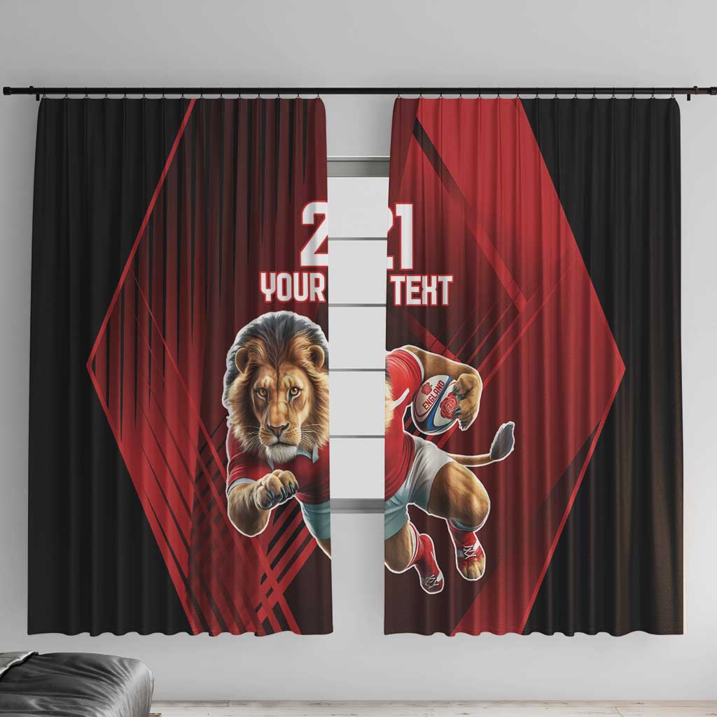 England Rugby Custom Window Curtain Lion Mascot Sporty