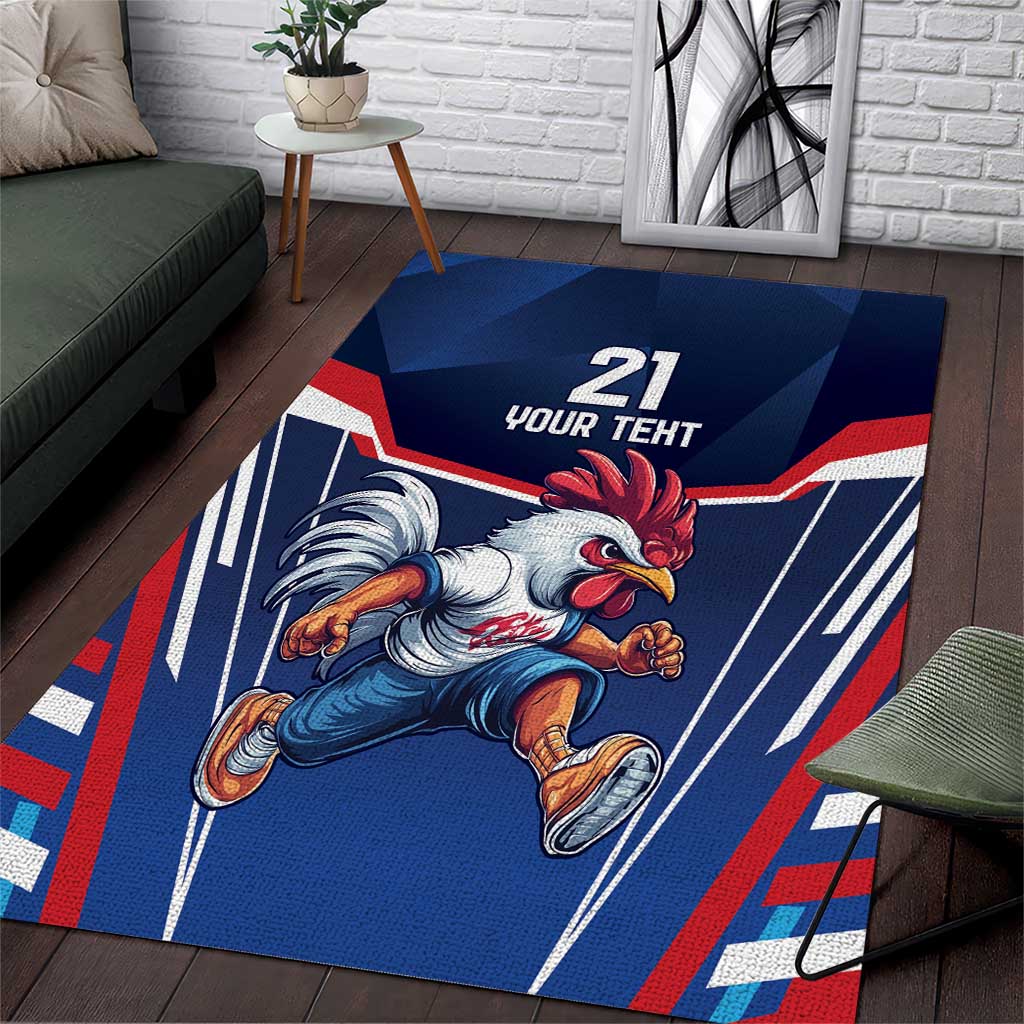 France Rugby Custom Area Rug Coq Gaulois Never Less Than Everything