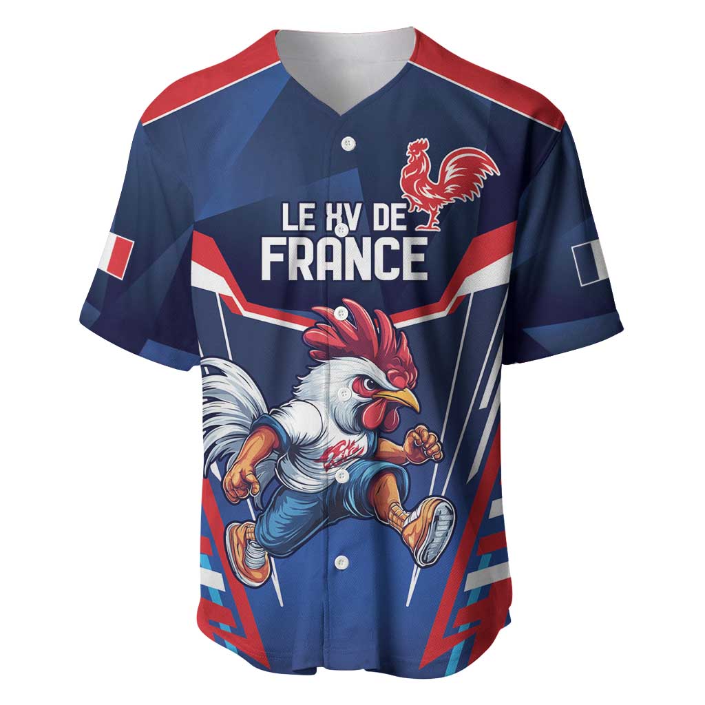 France Rugby Custom Baseball Jersey Coq Gaulois Never Less Than Everything