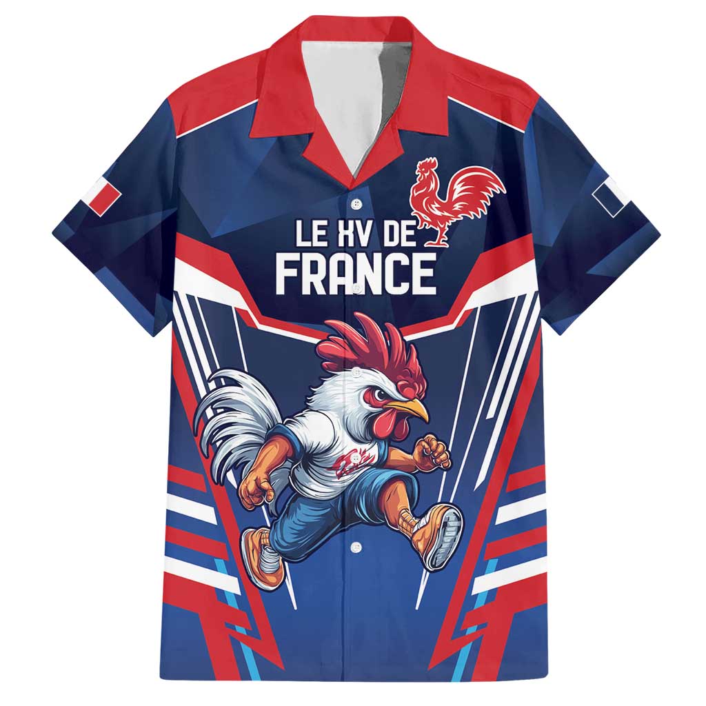 France Rugby Custom Hawaiian Shirt Coq Gaulois Never Less Than Everything